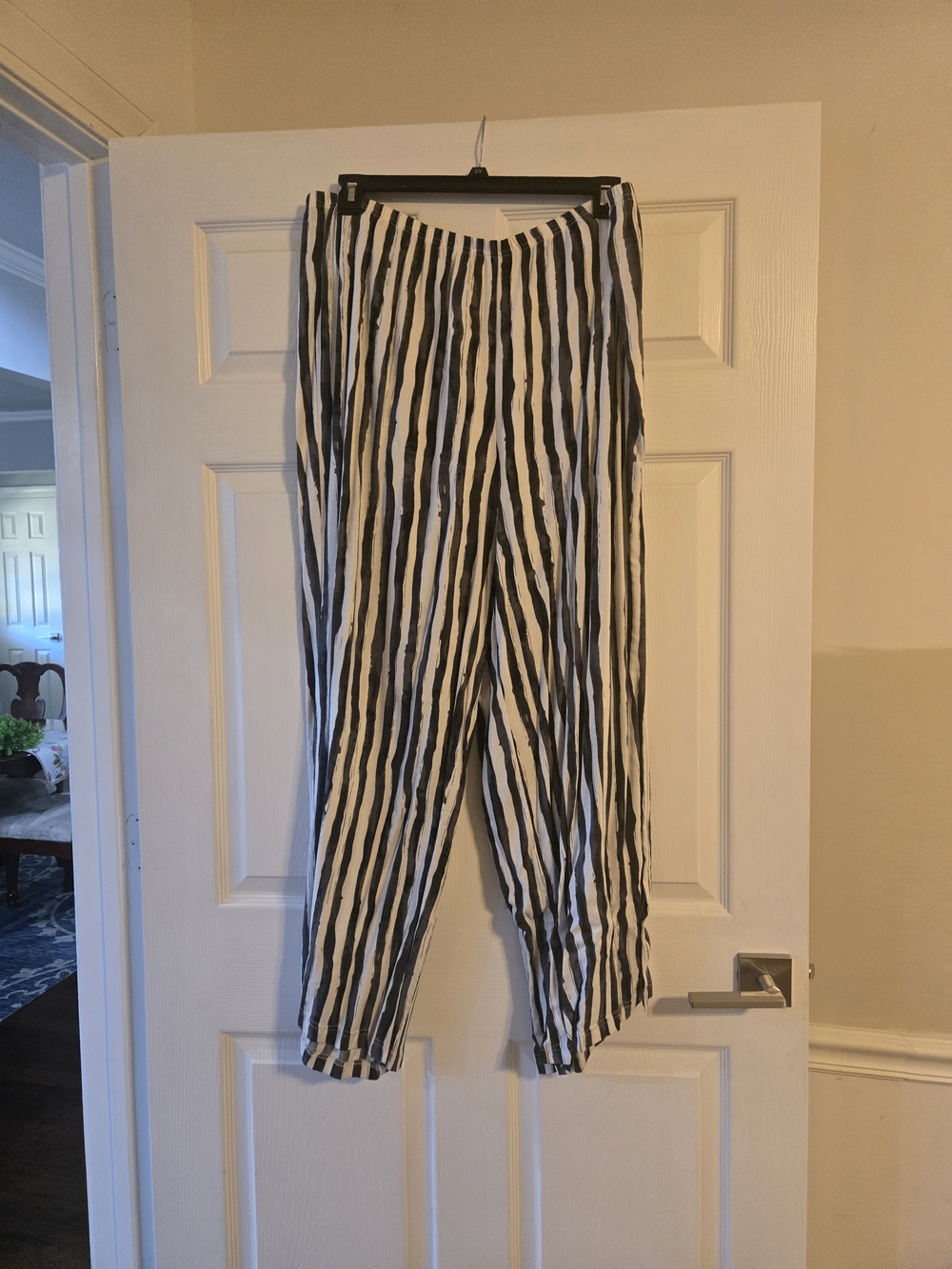 Striped Black & White Wide Leg Pant